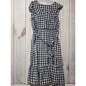 Old Navy XXL Gingham Dress Midi Ruffle Sleeves Tie Belt Casual Summer